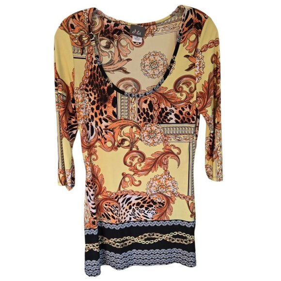 Dots Scoop Neck Bodycon Dress 3/4 Sleeve - Picture 1 of 7